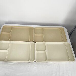 Vintage Tupperware Divided Serving Trays Set‎ of 4 Beige & White Rectangular